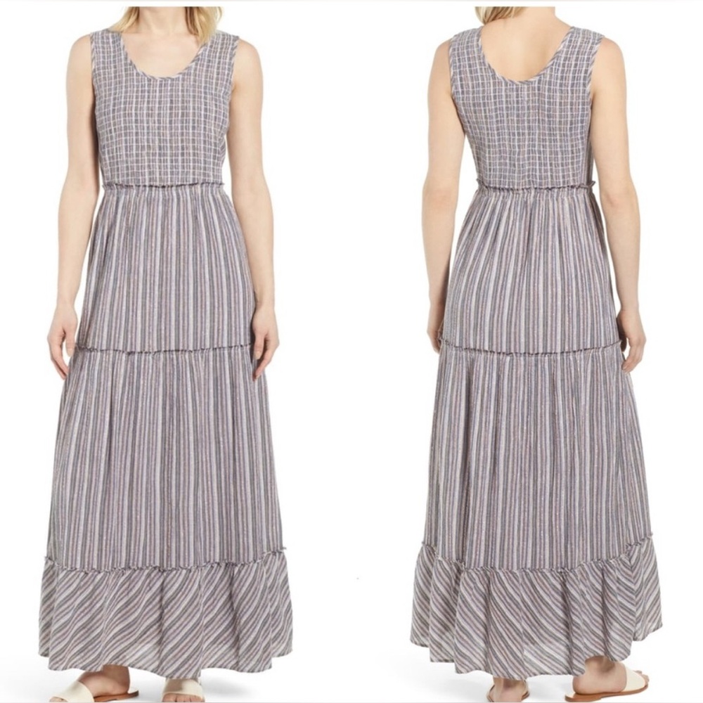 Caslon Striped Tiered Maxi Dress Size XS